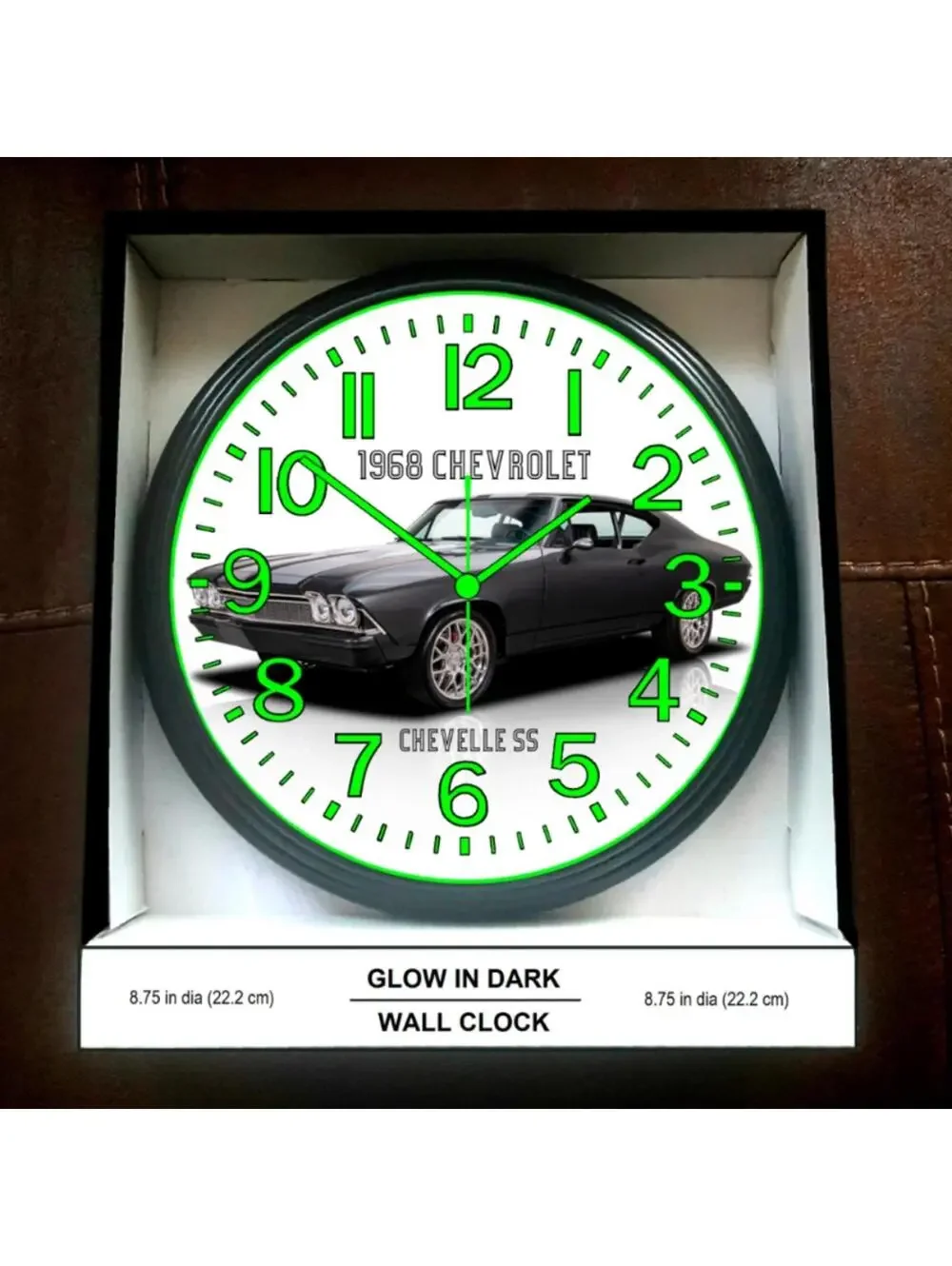 1968 Chevy Chevrolet Chevelle SS Glow In The Dark Wall Clock New!